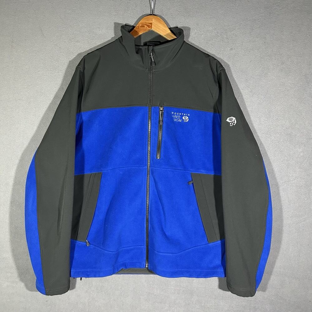Mountain Hardwear Jacket Mens L Blue Grey Windstopper Fleece Full Zip Hiking